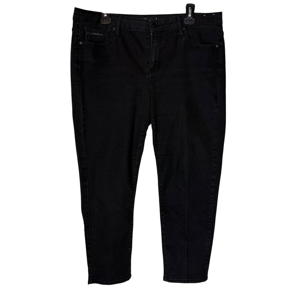 Calvin Klein Jeans Ankle Skinny Jeans Womens 33 Black‎ High Rise Stretch Denim